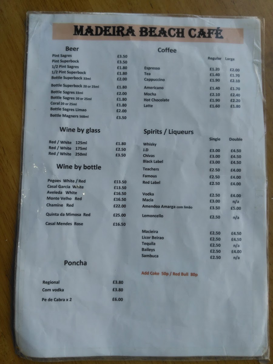 Menu - Madeira Beach Cafe photo 1
