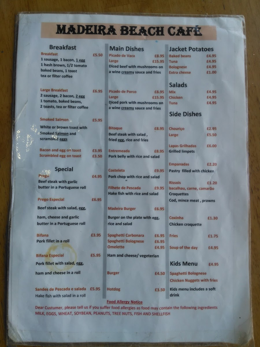 Menu - Madeira Beach Cafe photo 2